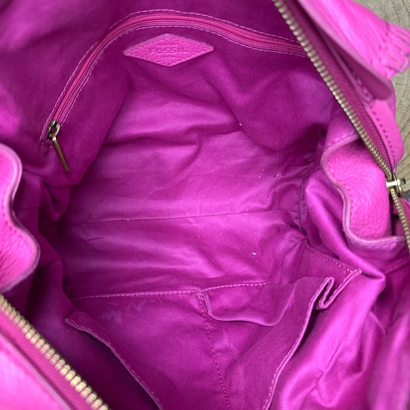 Fossil Emma Pink Satchel Purse with Gold Accents Crossbody Handbag - Picture 11 of 13
